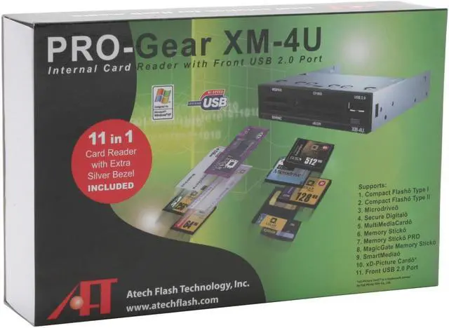 Alt view image 5 of 5 - AFT Xm-4U 11-in-1 USB 2.0 Black & Silver Internal card reader