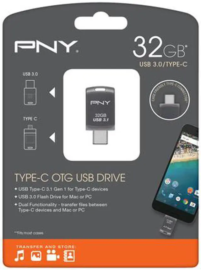 Alt view image 2 of 2 - PNY 32GB Duo-Link TYPE-C OTG USB 3.1 Flash Drive (P-FDU32GOTGCSW31-GE)