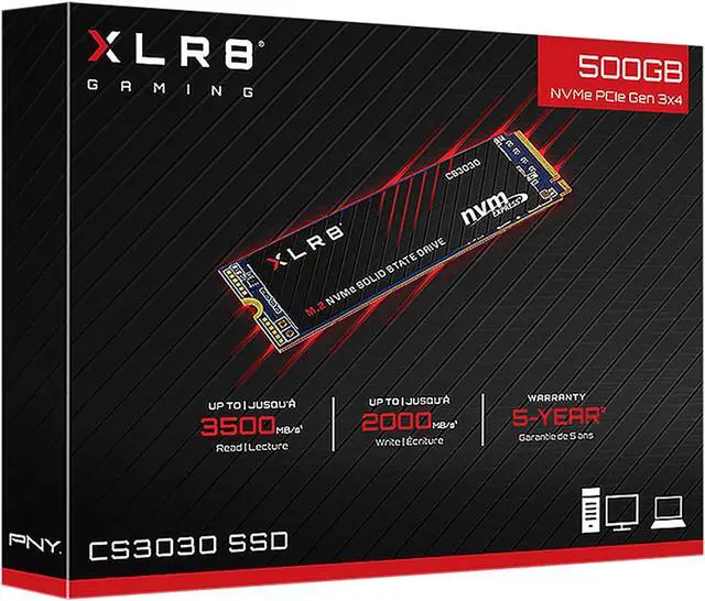 Alt view image 8 of 10 - PNY XLR8 CS3030 M.2 2280 500GB PCI-Express 3.0 x4 3D TLC Internal Solid State Drive (SSD) M280CS3030-500-RB