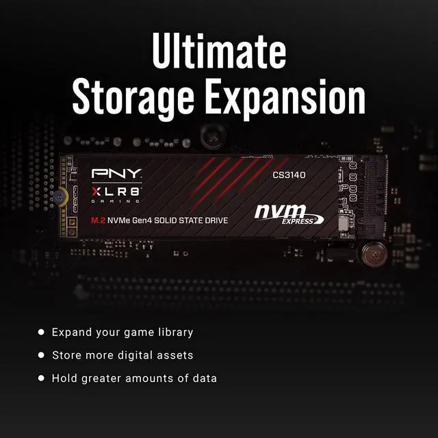 Alt view image 5 of 7 - PNY XLR8 CS3140 M.2 2280 1TB PCI-Express 4.0 x4, NVMe 1.4 3D NAND Internal Solid State Drive (SSD) M280CS3140-1TB-RB