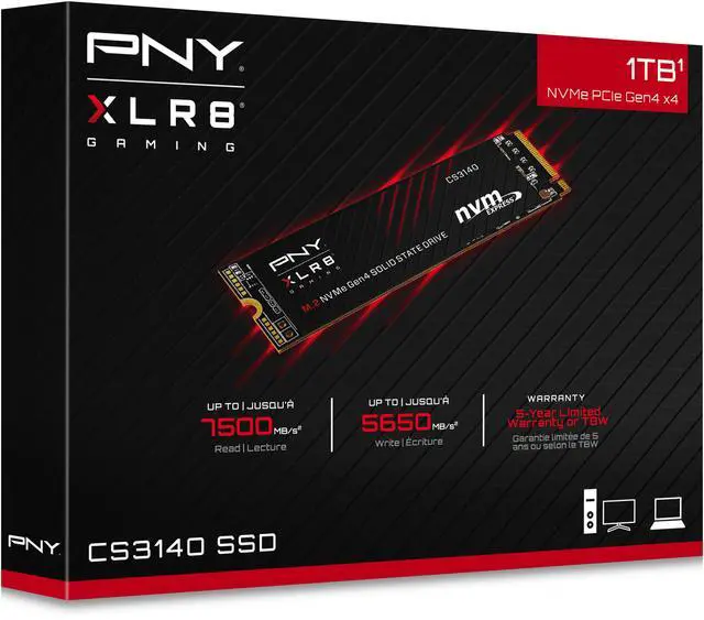 Alt view image 7 of 7 - PNY XLR8 CS3140 M.2 2280 1TB PCI-Express 4.0 x4, NVMe 1.4 3D NAND Internal Solid State Drive (SSD) M280CS3140-1TB-RB