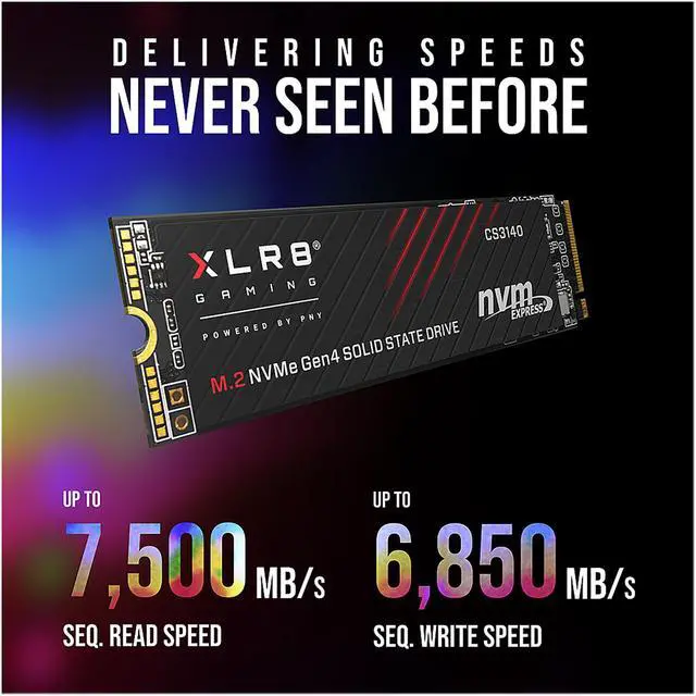 Alt view image 5 of 8 - PNY XLR8 CS3140 M.2 2280 1TB PCI-Express 4.0 x4, NVMe 1.4 3D NAND Internal Solid State Drive (SSD) M280CS3140-1TB-RB