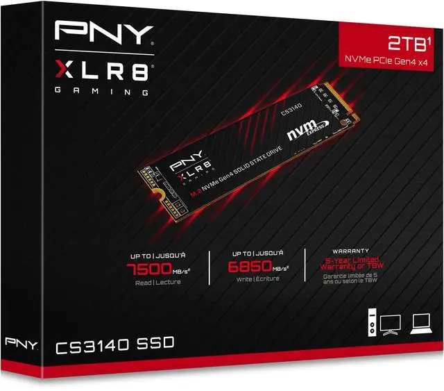 Alt view image 7 of 7 - PNY XLR8 CS3140 M.2 2280 2TB PCI-Express 4.0 x4, NVMe 1.4 3D NAND Internal Solid State Drive (SSD) M280CS3140-2TB-RB