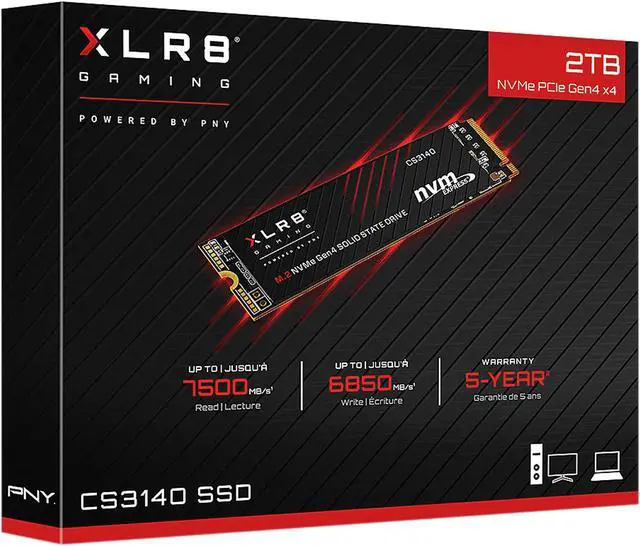Alt view image 9 of 8 - PNY XLR8 CS3140 M.2 2280 2TB PCI-Express 4.0 x4, NVMe 1.4 3D NAND Internal Solid State Drive (SSD) M280CS3140-2TB-RB