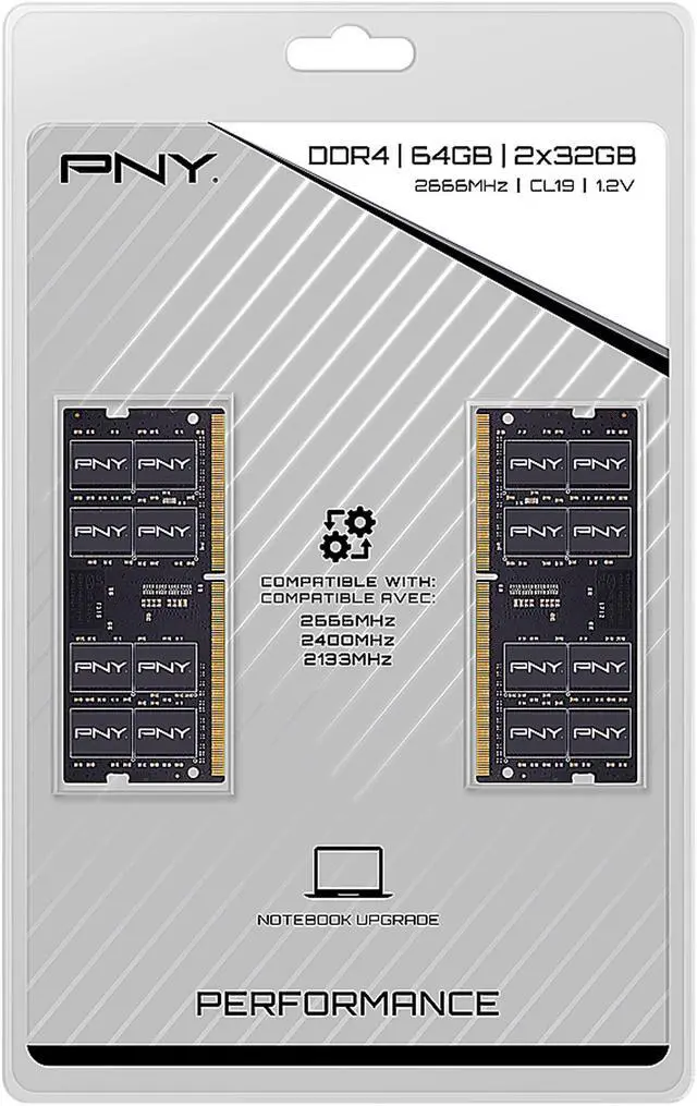 Alt view image 3 of 3 - PNY 64GB (2 x 32GB) 260-Pin DDR4 SO-DIMM DDR4 2666 (PC4 21300) Laptop Memory Model MN64GK2D42666