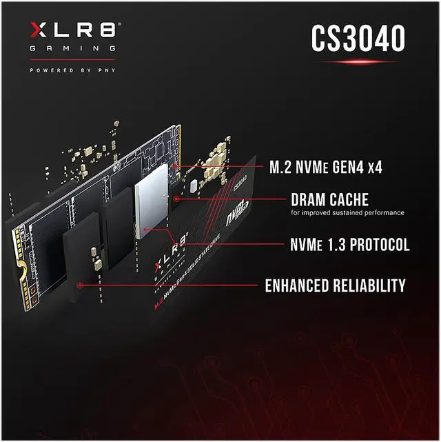 Alt view image 5 of 8 - PNY XLR8 CS3040 M.2 2280 4TB PCI-Express 4.0 x4, NVMe 1.3 3D NAND Internal Solid State Drive (SSD) M280CS3040-4TB-RB