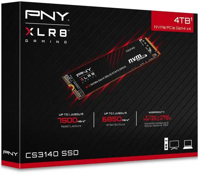 Alt view image 7 of 7 - PNY XLR8 CS3140 M.2 2280 4TB PCI-Express 4.0 x4, NVMe 1.4 3D NAND Internal Solid State Drive (SSD) M280CS3140-4TB-RB