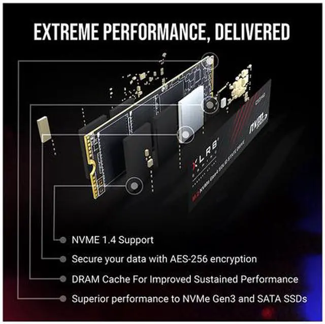 Alt view image 5 of 8 - PNY XLR8 CS3140 M.2 2280 4TB PCI-Express 4.0 x4, NVMe 1.4 3D NAND Internal Solid State Drive (SSD) M280CS3140-4TB-RB