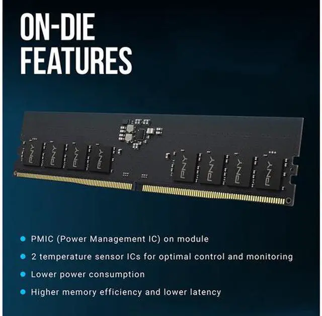 Alt view image 3 of 5 - PNY Performance 16GB DDR5 4800MHz (PC5-38400) CL40 1.1V Desktop (DIMM) Memory - MD16GSD54800-TB