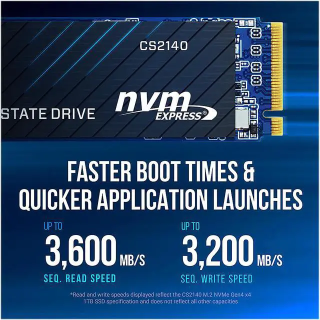 Alt view image 4 of 7 - PNY CS2140 M.2 2280 2TB PCI-Express 4.0 x4, NVMe 1.4 3D NAND Internal Solid State Drive (SSD) M280CS2140-2TB-RB