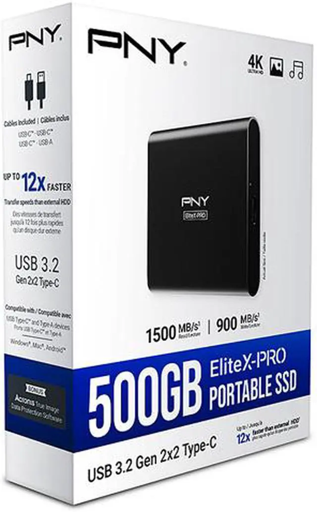 Alt view image 9 of 9 - PNY EliteX-Pro 500GB USB 3.2 Gen 2x2 Type-C Portable Solid State Drive (SSD)