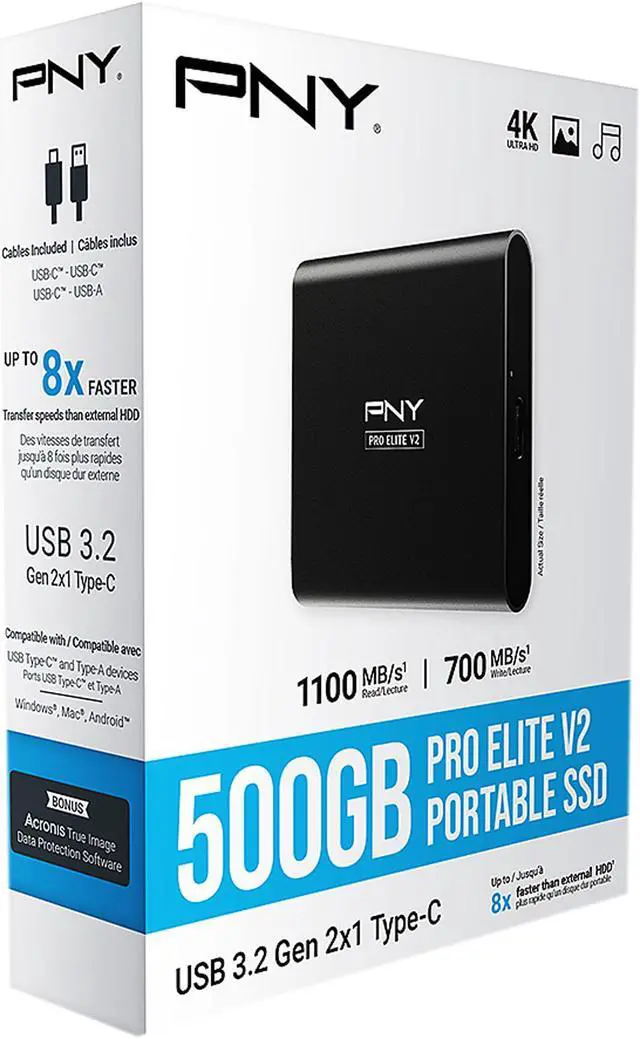 Alt view image 9 of 9 - PNY Pro Elite V2 500GB USB 3.2 Gen 2x1 Type-C Portable Solid State Drive (SSD)