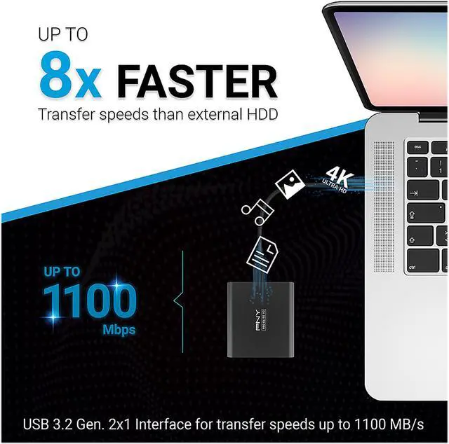 Alt view image 5 of 9 - PNY Pro Elite V2 1TB USB 3.2 Gen 2x1 Type-C Portable Solid State Drive (SSD)