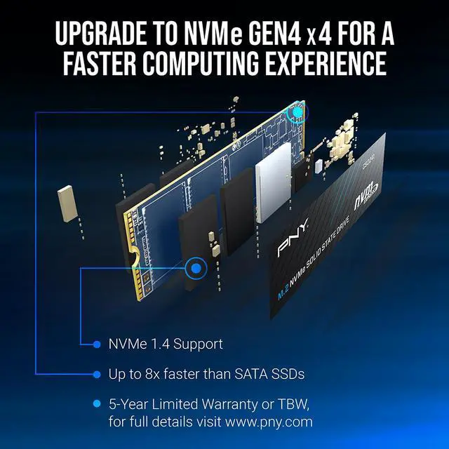 Alt view image 4 of 7 - PNY CS2241 M.2 2280 2TB PCI-Express 4.0 x4 3D NAND Internal Solid State Drive (SSD) M280CS2241-2TB-RB