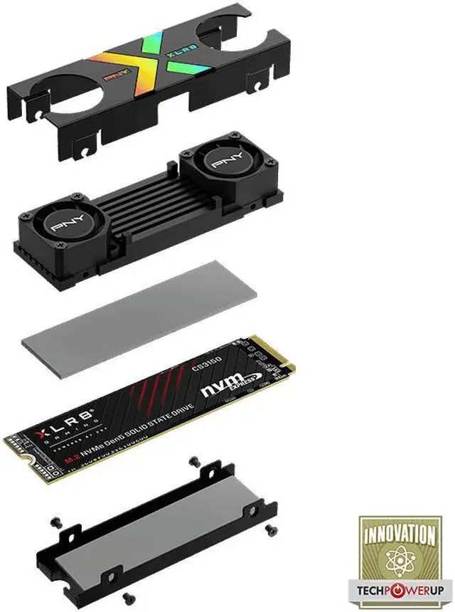 Alt view image 3 of 7 - PNY CS3150 XLR8 Gaming Epic-X RGB 1TB PCIe Gen5 x4 NVMe M.2 SSD with RGB Dual Fan Heatsink - Microsoft DirectStorage Compatible – up to 11500 MB/s Read – M280CS3150XHS-1TB-RB
