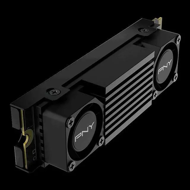 Main image of PNY CS3150 1TB PCIe Gen5 x4 NVMe M.2 SSD with Dual Fan Black Heatsink – Microsoft DirectStorage Compatible – up to 11500 MB/s Read – M280CS3150HS-1TB-RB