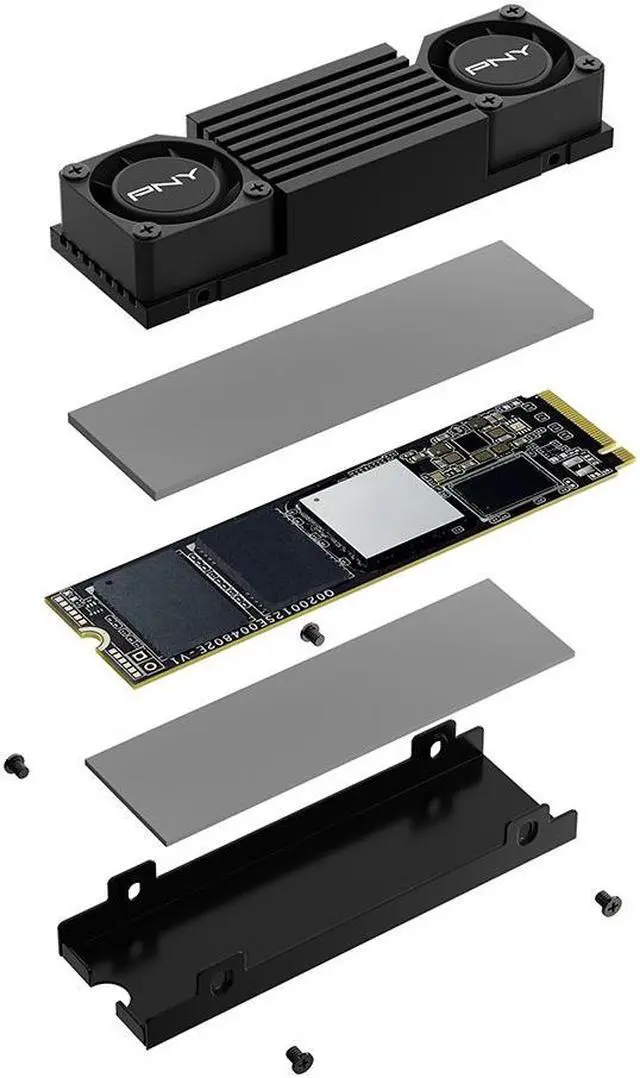 Alt view image 4 of 7 - PNY CS3150 1TB PCIe Gen5 x4 NVMe M.2 SSD with Dual Fan Black Heatsink – Microsoft DirectStorage Compatible – up to 11500 MB/s Read – M280CS3150HS-1TB-RB
