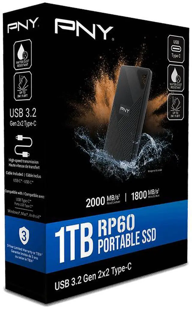 Alt view image 9 of 9 - PNY 1TB USB 3.2 Gen 2x2 Type-C Portable SSD Up to 2000 MBps