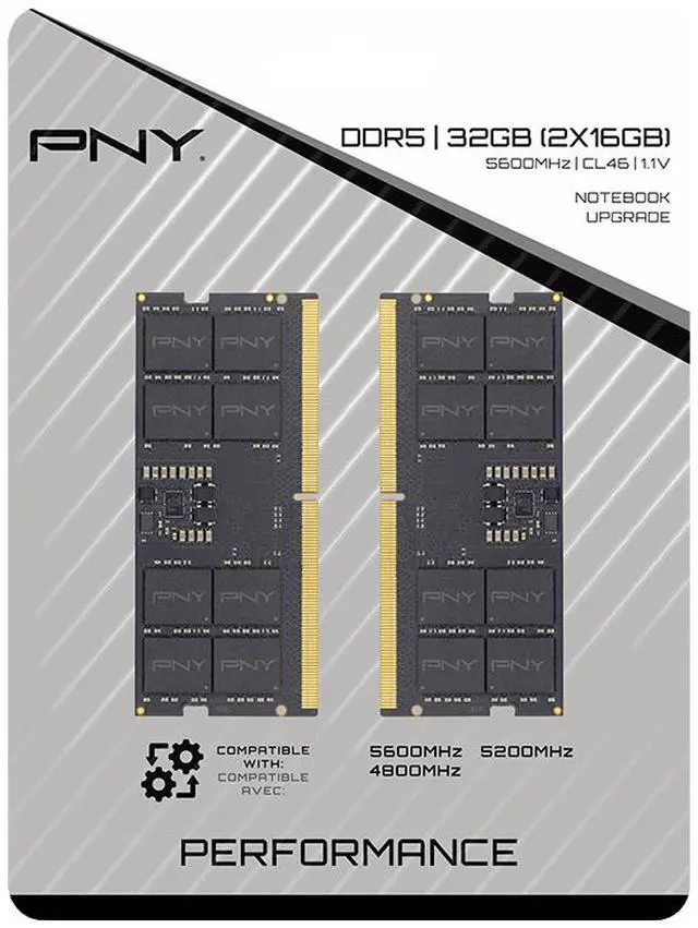 Alt view image 7 of 7 - PNY 32GB (2 x 16GB) 262-Pin DDR5 SO-DIMM DDR5 5600 (PC5 44800) Memory (Notebook Memory) Model MN32GK2D55600-TB