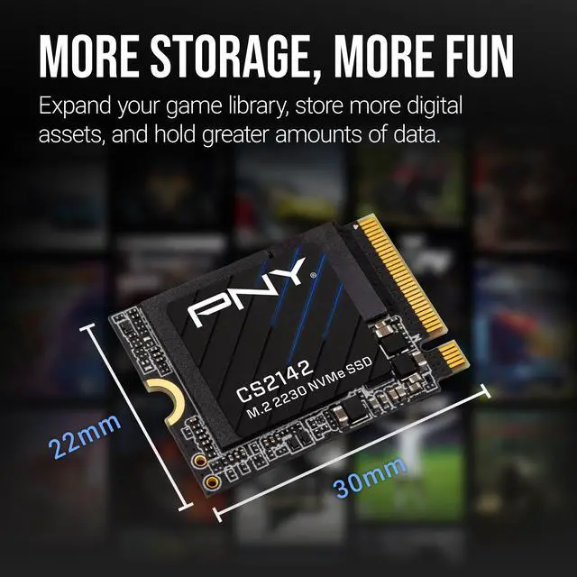 Alt view image 8 of 9 - PNY CS2142 M.2 2230 1TB PCI-Express 4.0 x4 3D NAND Internal Solid State Drive (SSD) – Perfect for Steam Deck, ASUS ROG Ally, MSI Claw – M230CS2142-1TB-TB