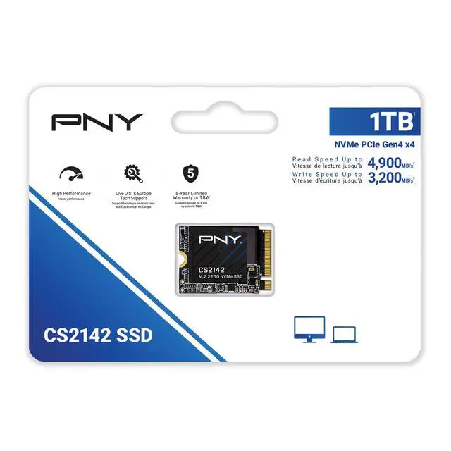 Alt view image 9 of 9 - PNY CS2142 M.2 2230 1TB PCI-Express 4.0 x4 3D NAND Internal Solid State Drive (SSD) – Perfect for Steam Deck, ASUS ROG Ally, MSI Claw – M230CS2142-1TB-TB