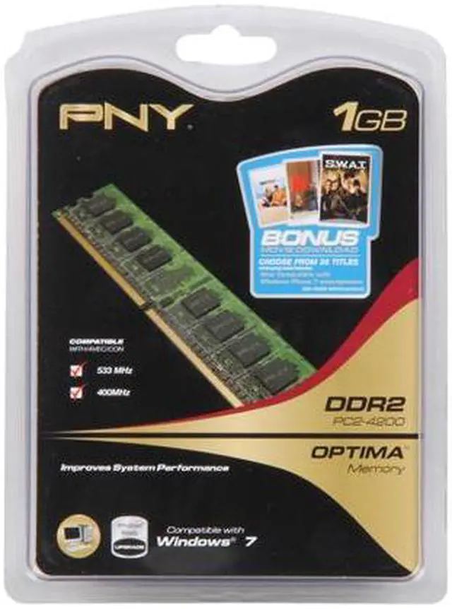 Alt view image 3 of 3 - PNY Optima 1GB DDR2 533 (PC2 4200) Desktop Memory Model MD1024SD2-533