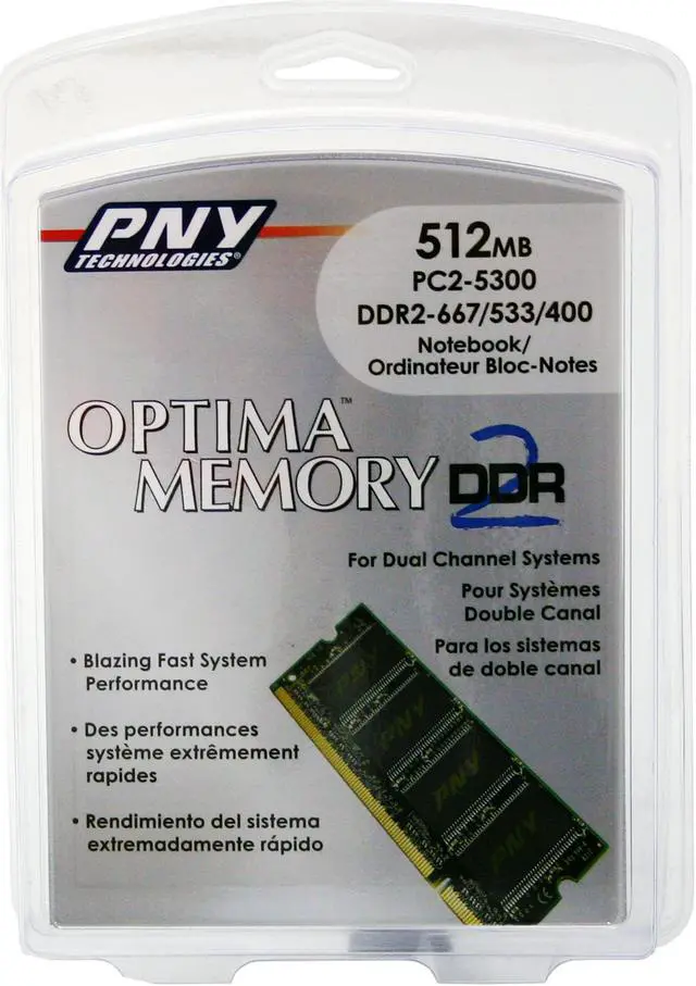 Main image of PNY 512MB 200-Pin DDR2 SO-DIMM DDR2 667 (PC2 5300) Laptop Memory Model MN0512SD2-667