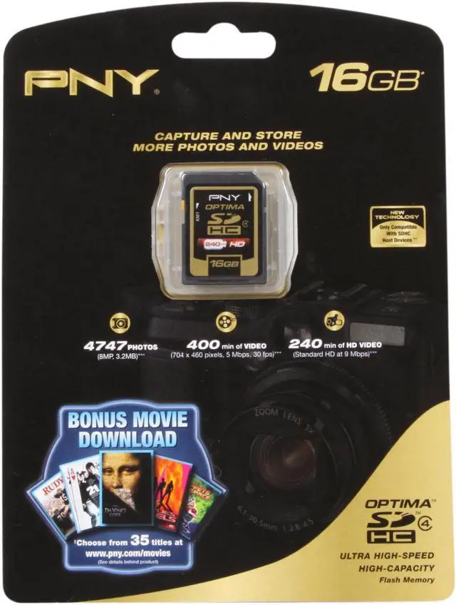Alt view image 4 of 4 - PNY Optima 16GB Secure Digital High-Capacity (SDHC) Flash Card Model P-SDH16G4-EF/S2