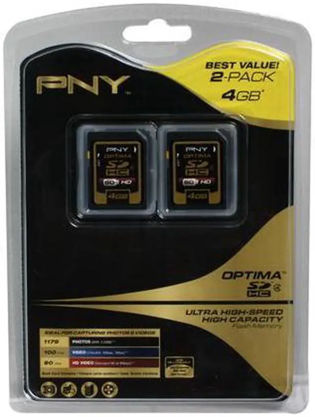 Alt view image 2 of 2 - PNY Optima 8GB (4GB x 2) Secure Digital High-Capacity (SDHC) Flash Card 2-Pack Model P-SDHC4G4X2-MF