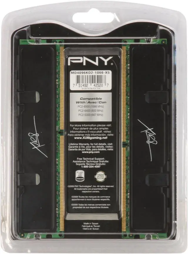 Alt view image 2 of 2 - PNY XLR8 4GB (2 x 2GB) DDR2 1066 (PC2 8500) Desktop Memory Model MD4096KD2-1066-X5