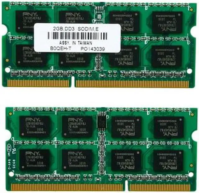 Alt view image 2 of 3 - PNY 4GB (2 x 2GB) 204-Pin DDR3 SO-DIMM DDR3 1066 (PC3 8500) Laptop Memory Model MN4096KD3-1066