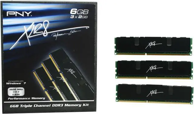 Alt view image 3 of 3 - PNY XLR8 6GB (3 x 2GB) DDR3 1600 (PC3 12800) Desktop Memory Model MD6144KD3-1600-X8