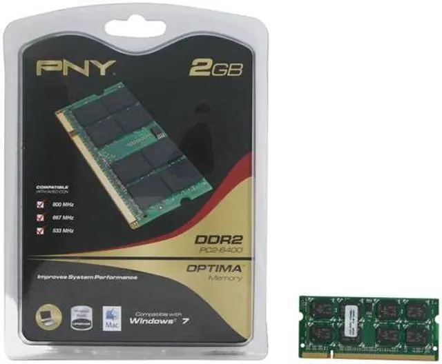 Alt view image 3 of 3 - PNY Optima 2GB 200-Pin DDR2 SO-DIMM DDR2 800 (PC2 6400) Laptop Memory Model MN2048SD2-800