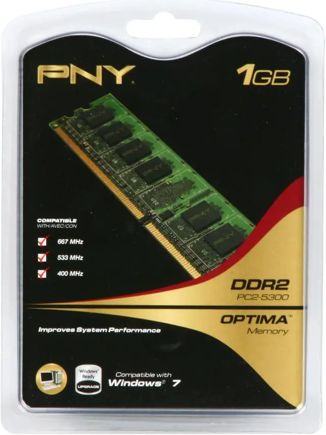Alt view image 3 of 3 - PNY 1GB DDR2 667 (PC2 5300) Desktop Memory Model MD1024SD2-667-V2