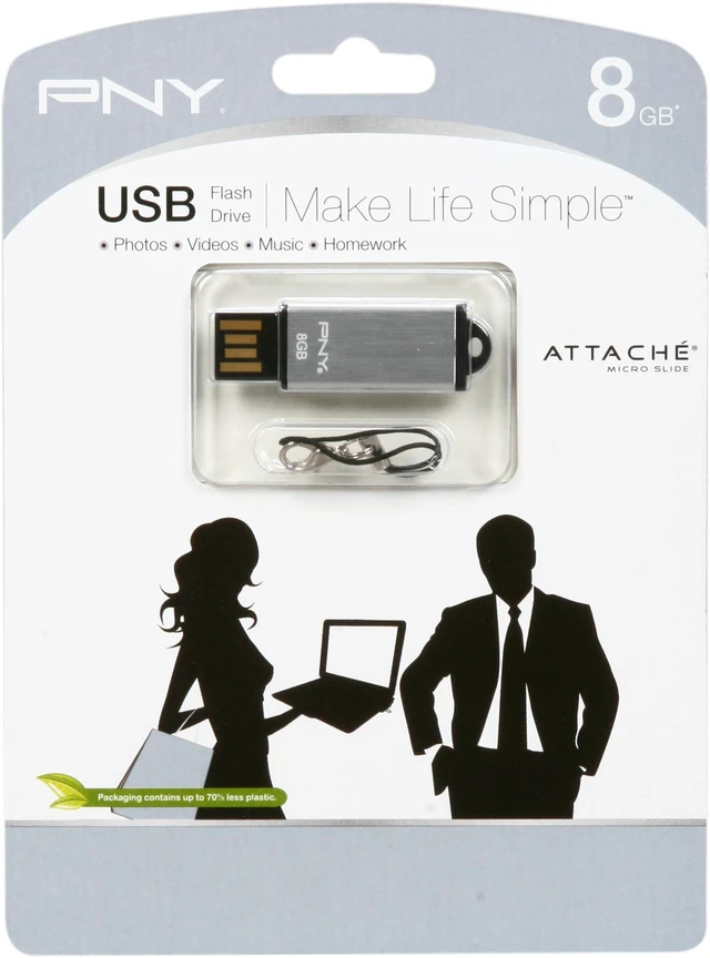 PNY Micro Slide Attaché 8GB USB 2.0 Flash Drive (Silver) - Newegg.com