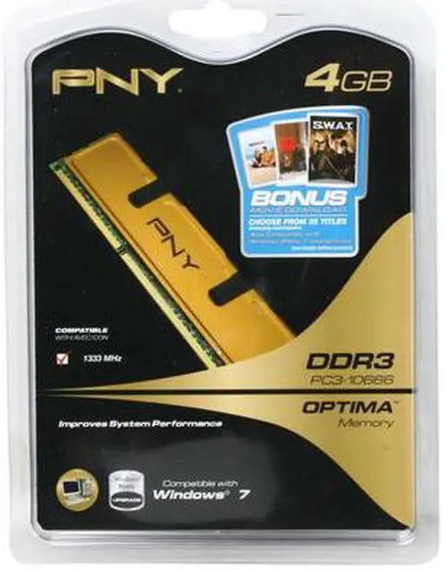 Alt view image 3 of 3 - PNY Optima 4GB DDR3 1333 (PC3 10666) Desktop Memory Model MD4096SD3-1333