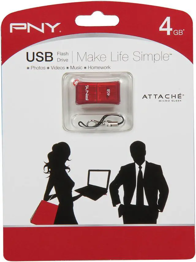 Alt view image 5 of 5 - PNY Micro Sleek Attaché 4GB USB 2.0 Flash Drive (Red) P-FDU4GBSLK/RED-EF