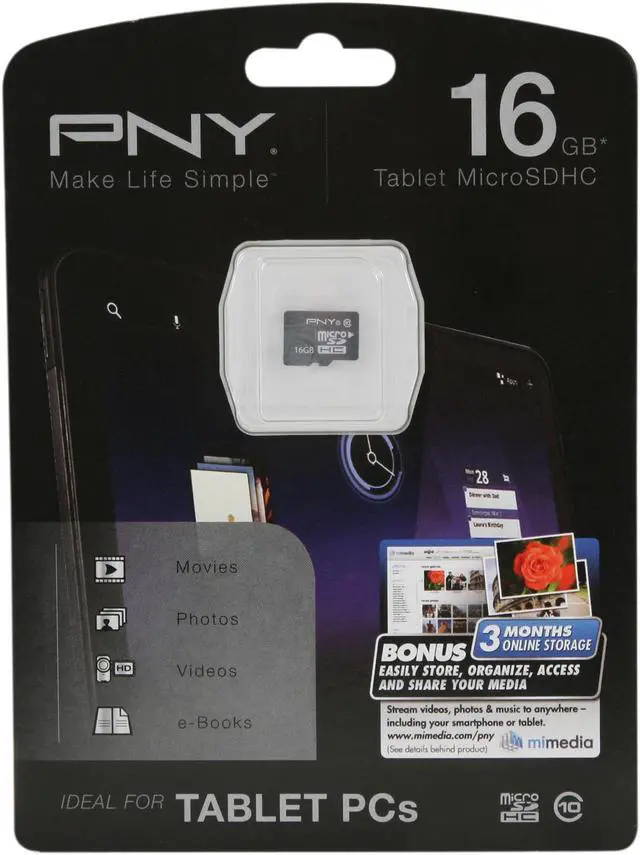 Alt view image 3 of 3 - PNY 16GB microSDHC Flash Card for Tablet PCs Model P-SDU16G10TEFM1