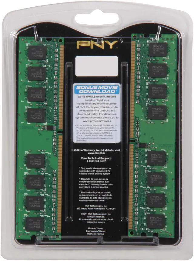 Alt view image 3 of 3 - PNY 4GB (2 x 2GB) DDR2 800 (PC2 6400) Desktop Memory Model MD4096KD2-800-V2