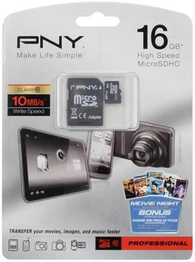 Alt view image 5 of 5 - PNY 16GB microSDHC Flash Card Model P-SDU16G10-GE