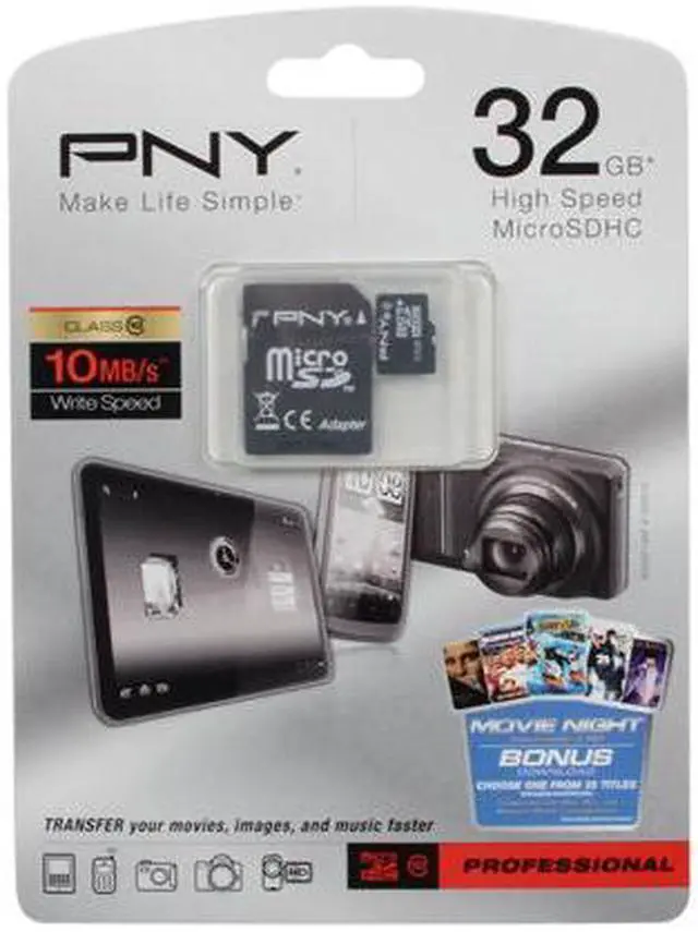 Alt view image 5 of 5 - PNY 32GB microSDHC Flash Card Model P-SDU32G10-GE