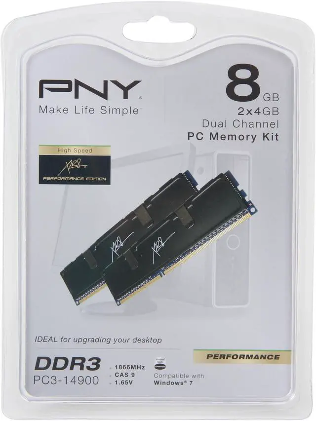 Alt view image 3 of 3 - PNY XLR8 8GB (2 x 4GB) DDR3 1866 (PC3 14900) Desktop Memory Model MD8192KD3-1866-X9
