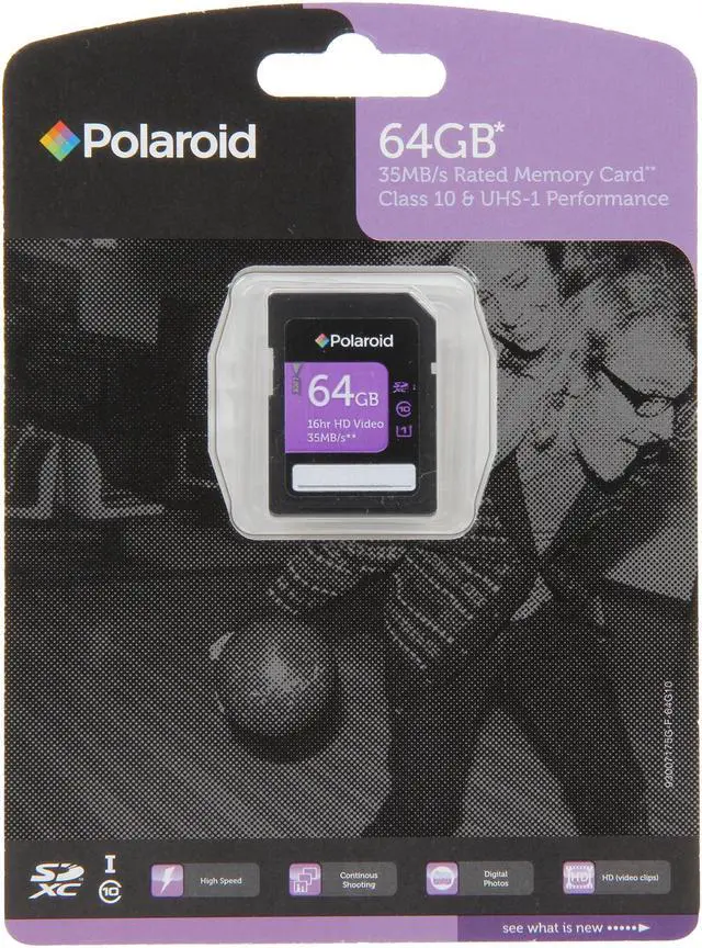 Alt view image 5 of 5 - PNY Polaroid 64GB Secure Digital Extended Capacity (SDXC) Flash Card Model P-SDX64G10-GEPOL
