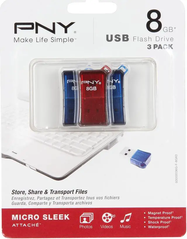 Alt view image 4 of 4 - PNY 8GB Micro Sleek USB 2.0 Flash Drive P-FDU8GX3SLK-GE