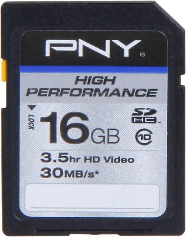 Main image of PNY 16GB Secure Digital High-Capacity (SDHC) Flash Card Model P-SDH16G10H-GE