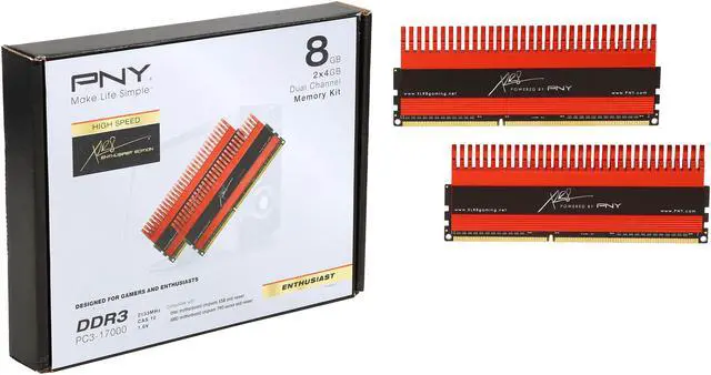 Alt view image 3 of 3 - PNY 8GB (2 x 4GB) DDR3 2133 (PC3 17000) Desktop Memory Model MD8192KD3-2133-R-X10-Z