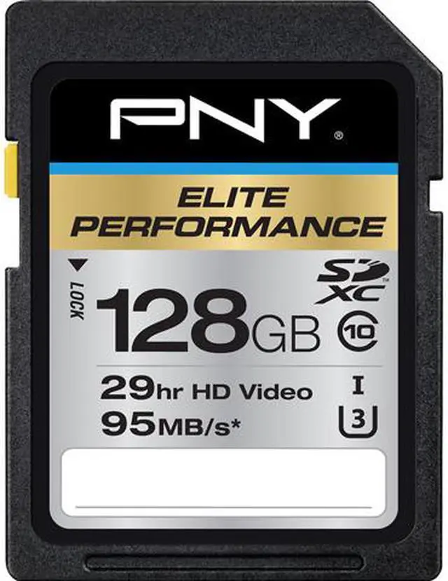 Main image of PNY 128GB Elite Performance SDXC UHS-I/U3 Class 10 Memory Card, Speed Up to 95MB/s (P-SDX128U395-GE)