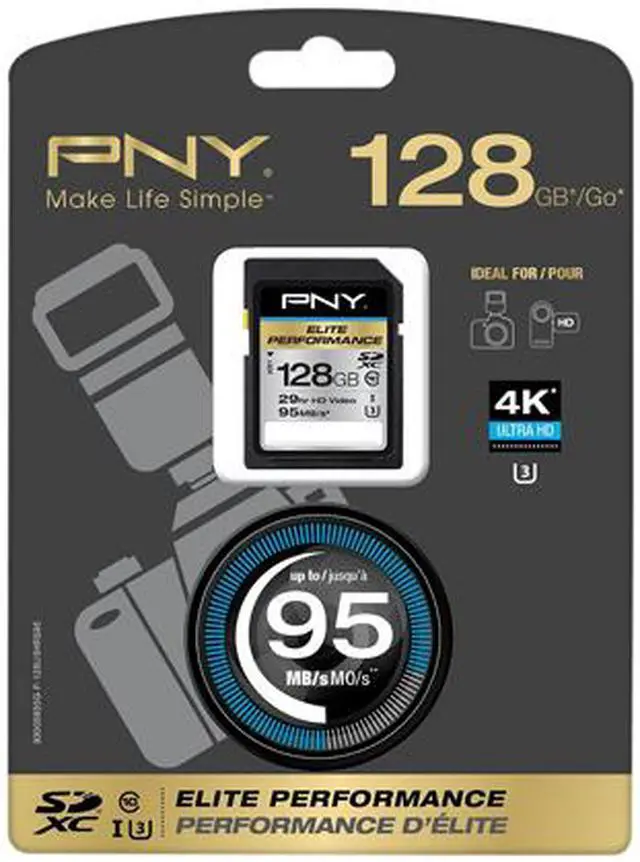 Alt view image 2 of 2 - PNY 128GB Elite Performance SDXC UHS-I/U3 Class 10 Memory Card, Speed Up to 95MB/s (P-SDX128U395-GE)