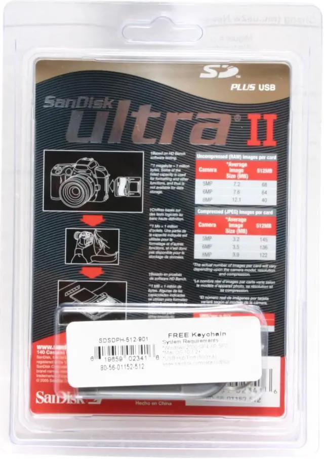 Alt view image 5 of 5 - SanDisk Ultra II 512MB SD Plus USB Flash Card Model SDSDPH-512-901