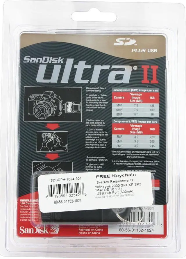 Alt view image 3 of 3 - SanDisk Ultra II 1GB SD Plus USB Flash Card Model SDSDPH-1024-901